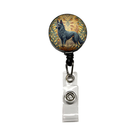 Groenendael Belgian Sheepdog Dog Art Nouveau Retractable ID Key Card Name Tag Badge Holder with Clip