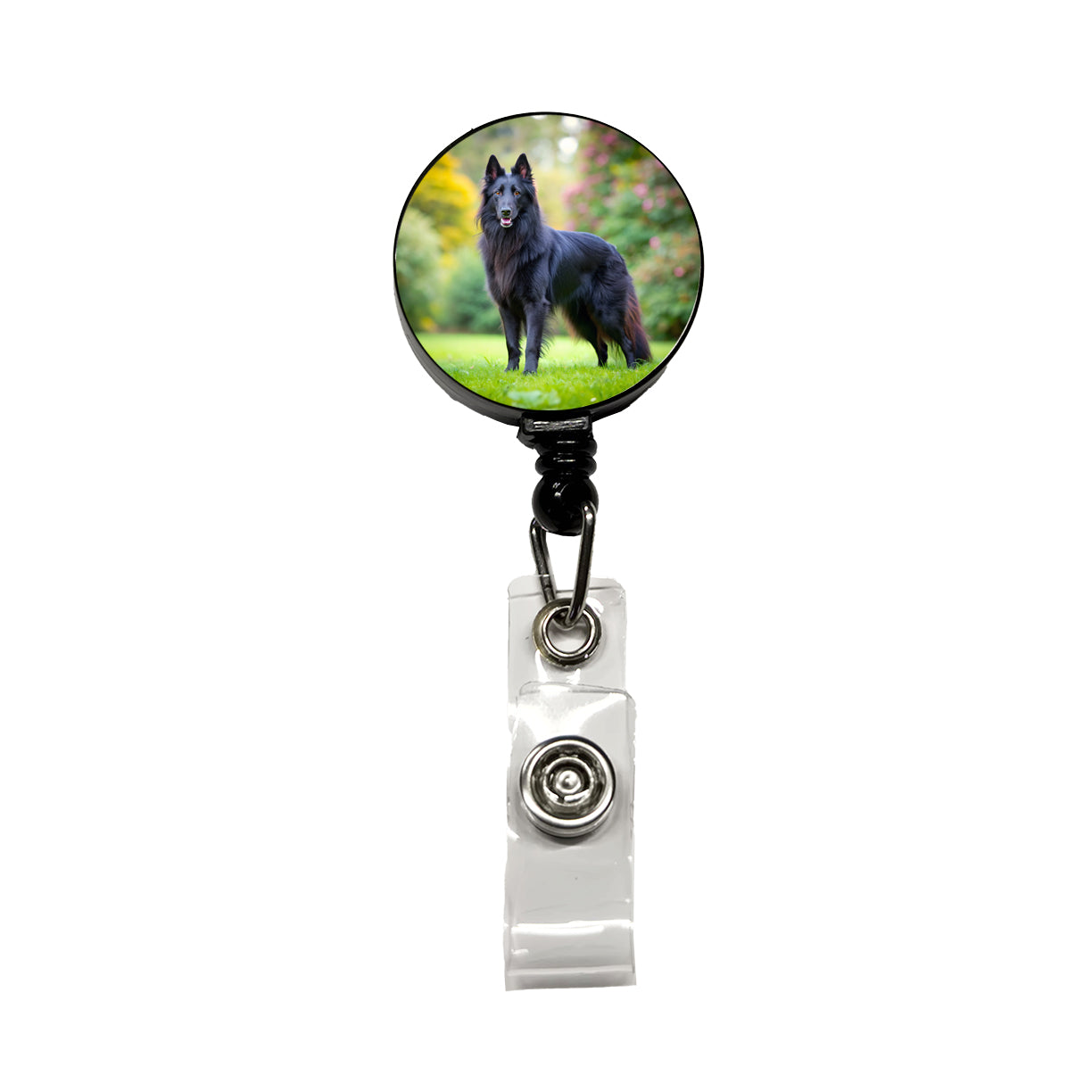 Groenendael Belgian Sheepdog Dog Photo Retractable ID Key Card Name Tag Badge Holder with Clip