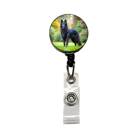 Groenendael Belgian Sheepdog Dog Photo Retractable ID Key Card Name Tag Badge Holder with Clip