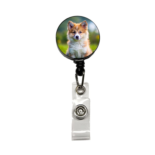 Icelandic Sheepdog Dog Puppy Photo Retractable ID Key Card Name Tag Badge Holder with Clip