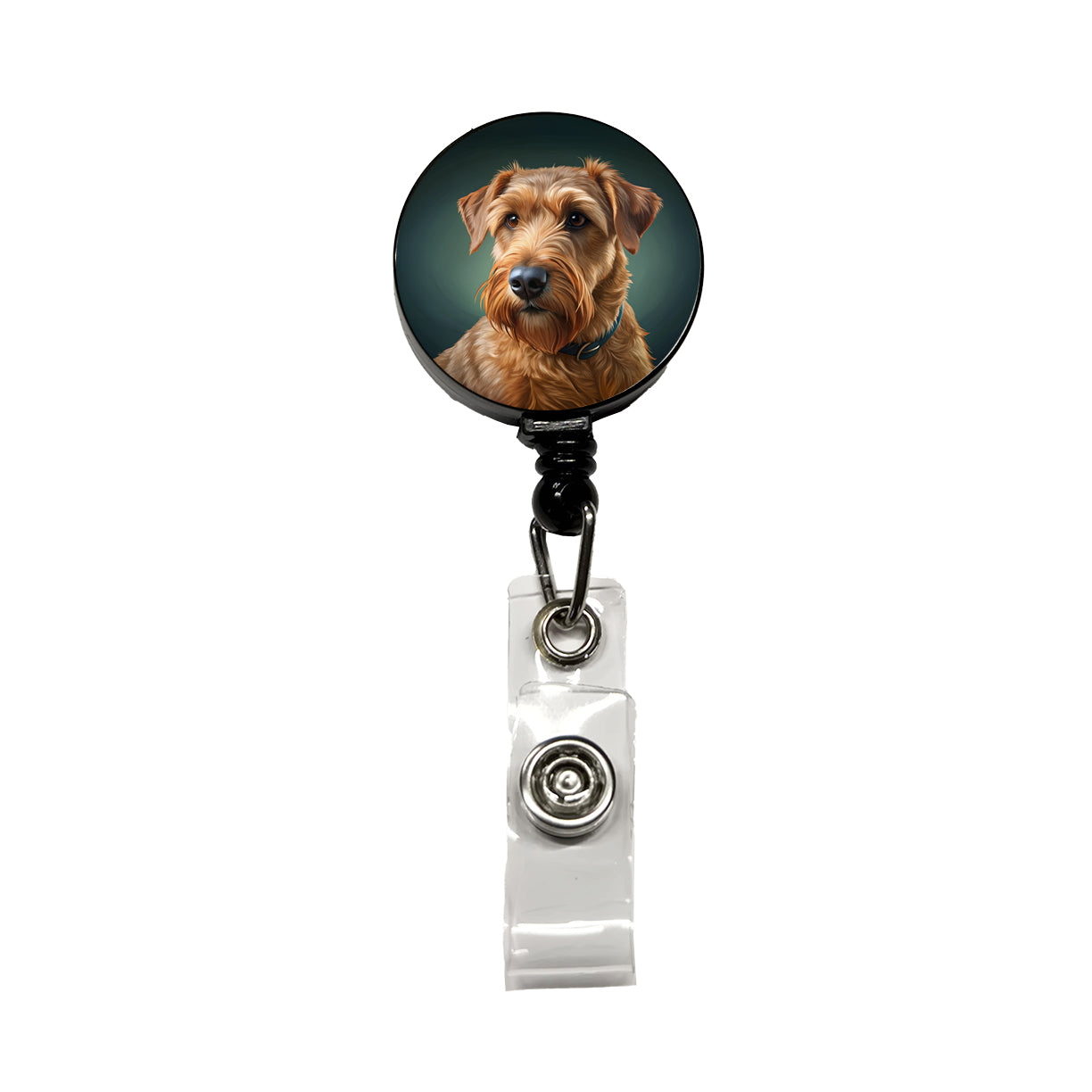 Irish Terrier Dog Illustration Retractable ID Key Card Name Tag Badge Holder with Clip