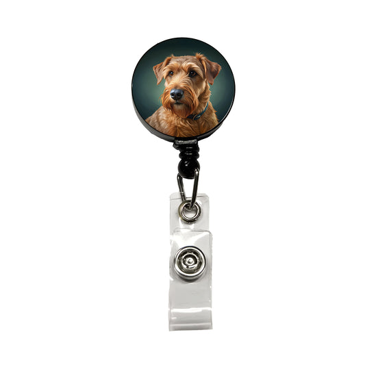 Irish Terrier Dog Illustration Retractable ID Key Card Name Tag Badge Holder with Clip