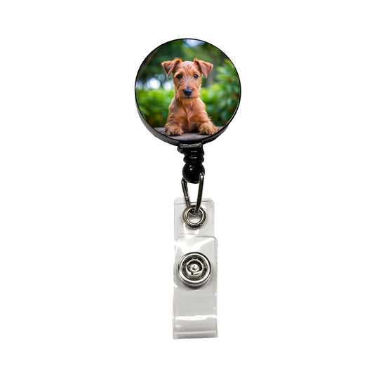 Irish Terrier Dog Puppy Photo Retractable ID Key Card Name Tag Badge Holder with Clip