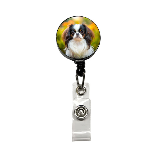 Japanese Chin Dog Photo Retractable ID Key Card Name Tag Badge Holder with Clip