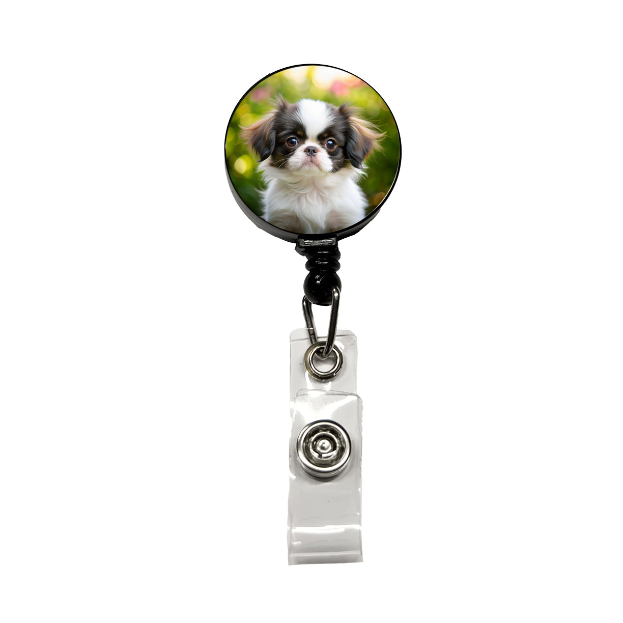Japanese Chin Dog Puppy Photo Retractable ID Key Card Name Tag Badge Holder with Clip