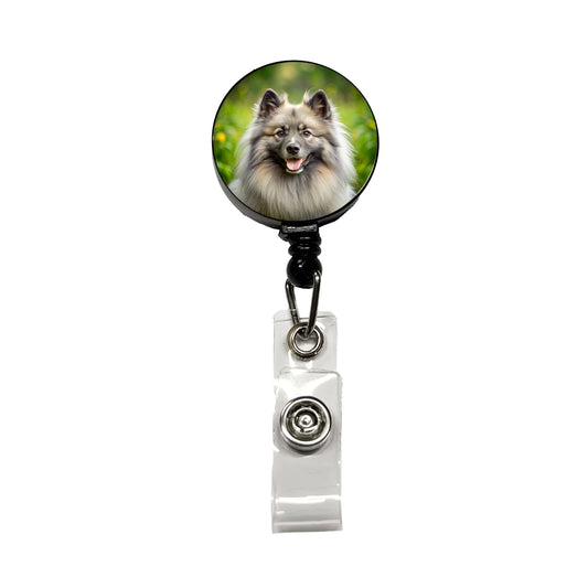 Keeshond Dog Photo Retractable ID Key Card Name Tag Badge Holder with Clip