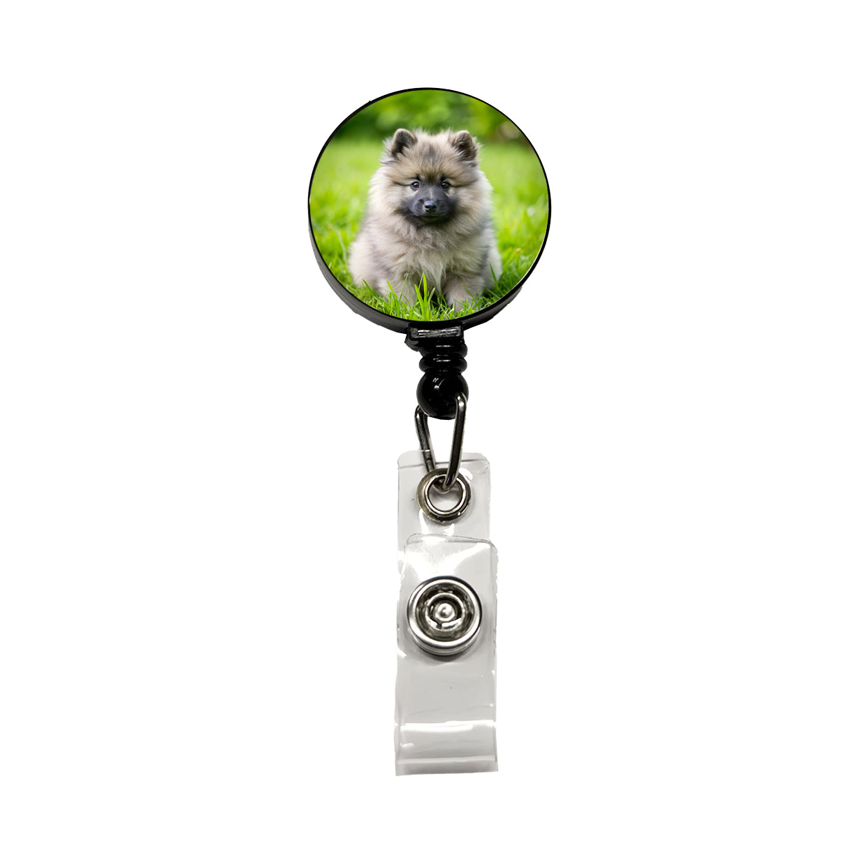 Keeshond Dog Puppy Photo Retractable ID Key Card Name Tag Badge Holder with Clip