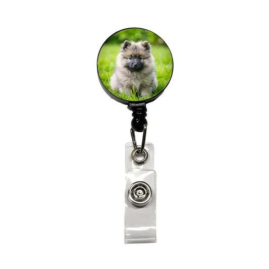Keeshond Dog Puppy Photo Retractable ID Key Card Name Tag Badge Holder with Clip