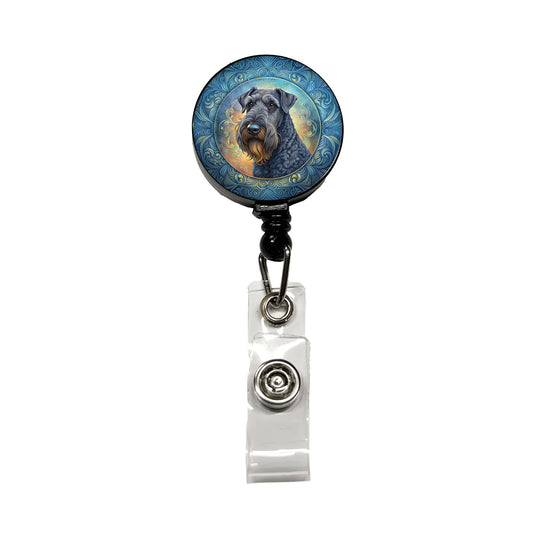 Kerry Blue Terrier Dog Art Nouveau Retractable ID Key Card Name Tag Badge Holder with Clip