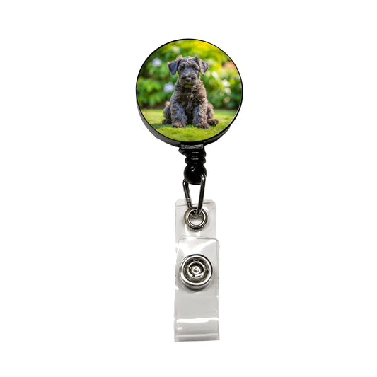 Kerry Blue Terrier Dog Puppy Photo Retractable ID Key Card Name Tag Badge Holder with Clip