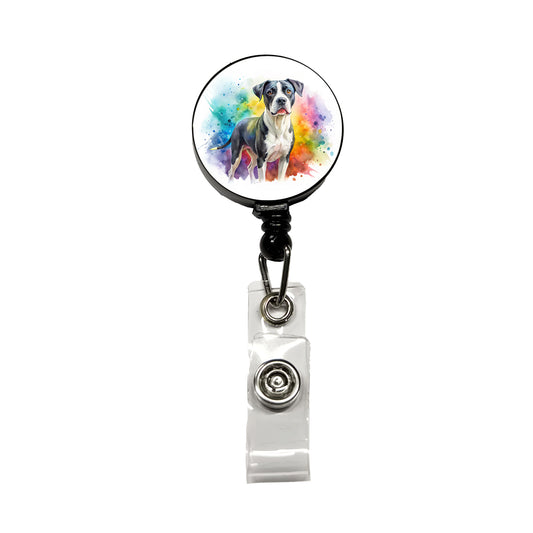 Labrabull Dog Watercolor Style Retractable ID Key Card Name Tag Badge Holder with Clip