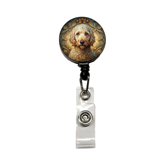 Labradoodle Dog Art Nouveau Retractable ID Key Card Name Tag Badge Holder with Clip