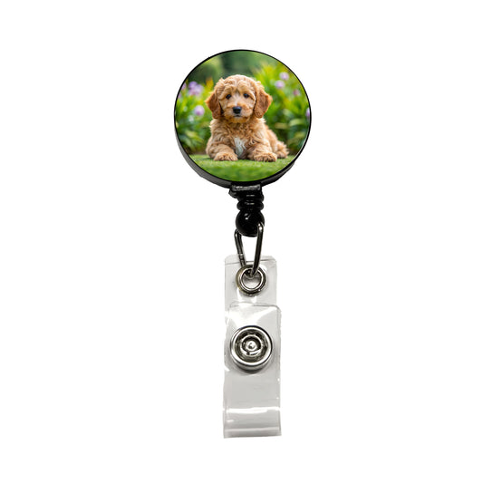 Labradoodle Dog Puppy Photo Retractable ID Key Card Name Tag Badge Holder with Clip