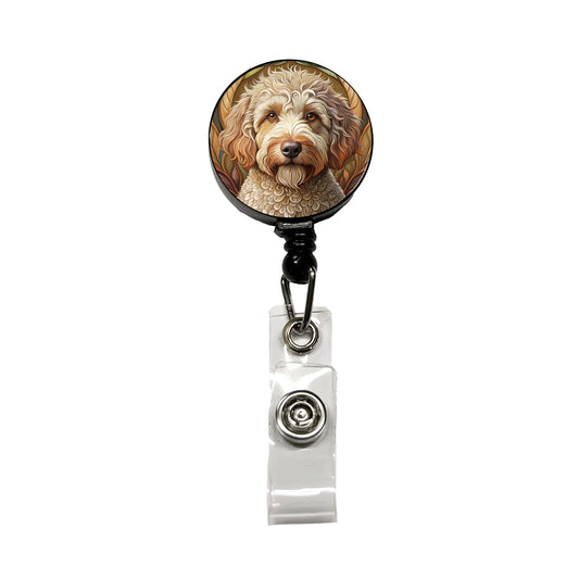 Lagotto Romagnolo Dog Art Nouveau Retractable ID Key Card Name Tag Badge Holder with Clip