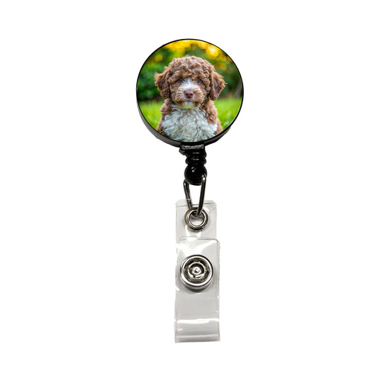 Lagotto Romagnolo Dog Puppy Photo Retractable ID Key Card Name Tag Badge Holder with Clip