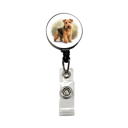 Lakeland Terrier Dog Illustration Retractable ID Key Card Name Tag Badge Holder with Clip