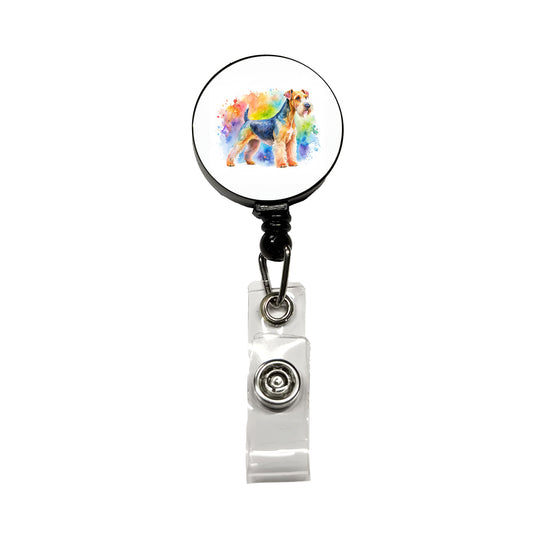 Lakeland Terrier Dog Watercolor Style Retractable ID Key Card Name Tag Badge Holder with Clip
