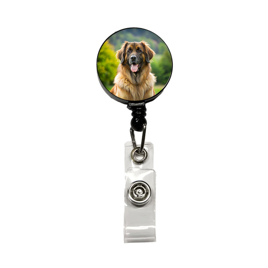 Leonberger Dog Photo Retractable ID Key Card Name Tag Badge Holder with Clip