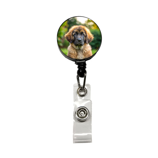 Leonberger Dog Puppy Photo Retractable ID Key Card Name Tag Badge Holder with Clip