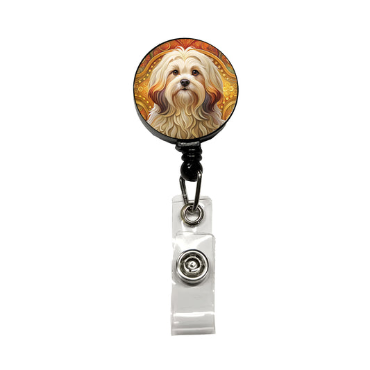 Lhasa Apso Dog Art Nouveau Retractable ID Key Card Name Tag Badge Holder with Clip
