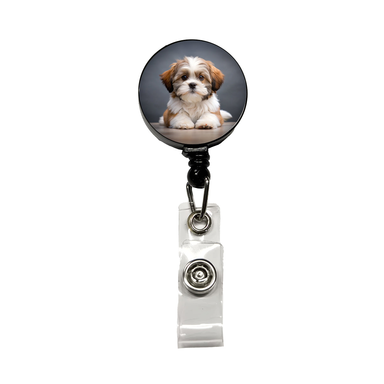 Lhasa Apso Dog Puppy Photo Retractable ID Key Card Name Tag Badge Holder with Clip