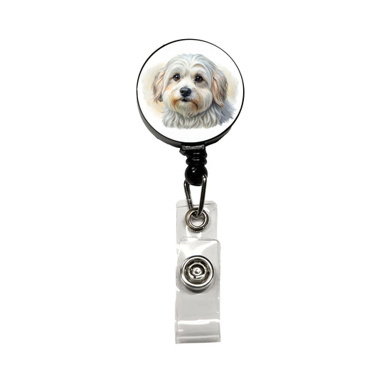 Lowchen Little Lion Dog Illustration Retractable ID Key Card Name Tag Badge Holder with Clip