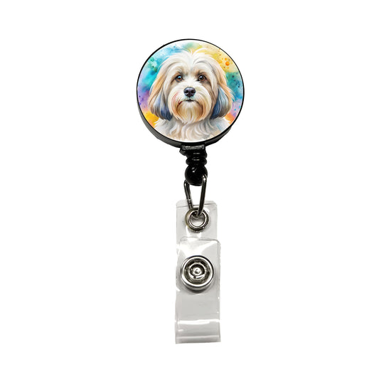 Lowchen Little Lion Dog Watercolor Style Retractable ID Key Card Name Tag Badge Holder with Clip