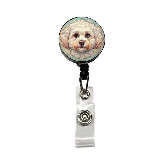 Maltipoo Dog Art Nouveau Retractable ID Key Card Name Tag Badge Holder with Clip