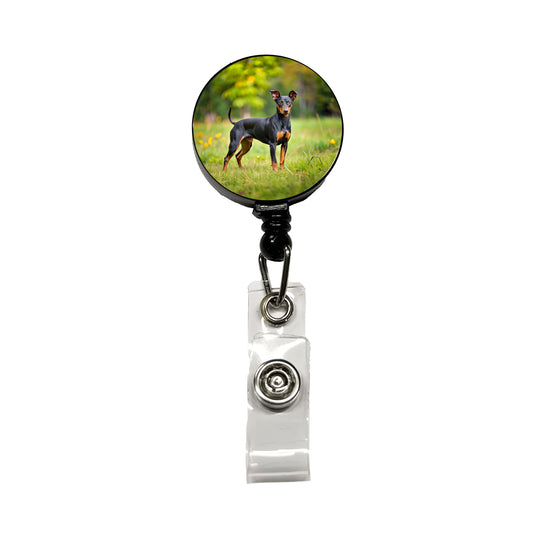 Manchester Terrier Dog Photo Retractable ID Key Card Name Tag Badge Holder with Clip