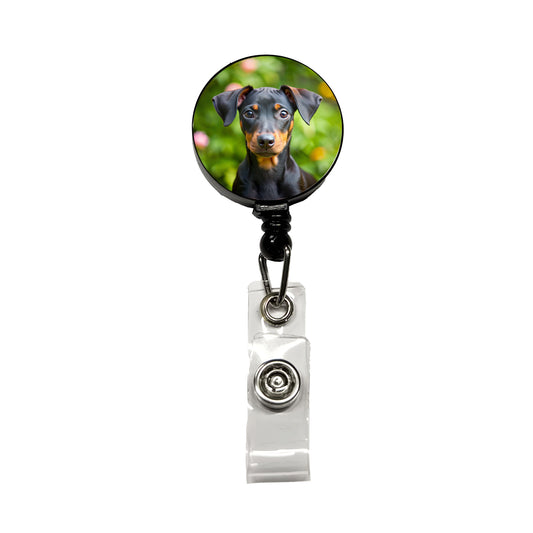Manchester Terrier Dog Puppy Photo Retractable ID Key Card Name Tag Badge Holder with Clip