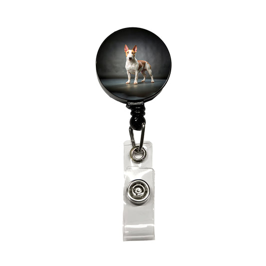 Miniature Bull Terrier Dog Photo Retractable ID Key Card Name Tag Badge Holder with Clip