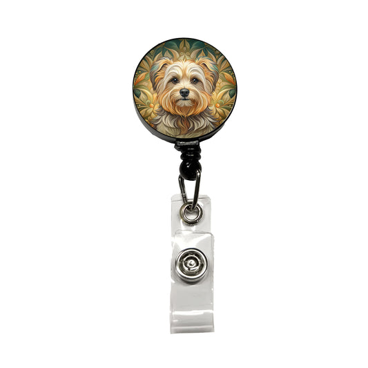 Morkie Dog Art Nouveau Retractable ID Key Card Name Tag Badge Holder with Clip