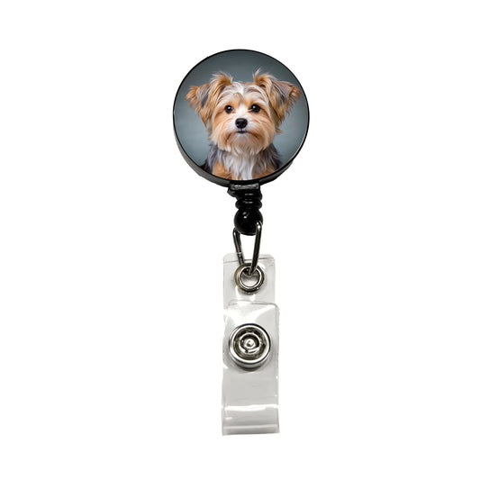 Morkie Dog Photo Retractable ID Key Card Name Tag Badge Holder with Clip