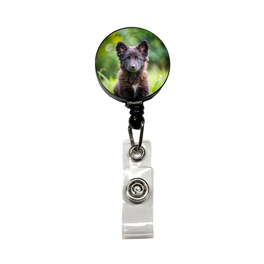 Mudi Dog Puppy Photo Retractable ID Key Card Name Tag Badge Holder with Clip