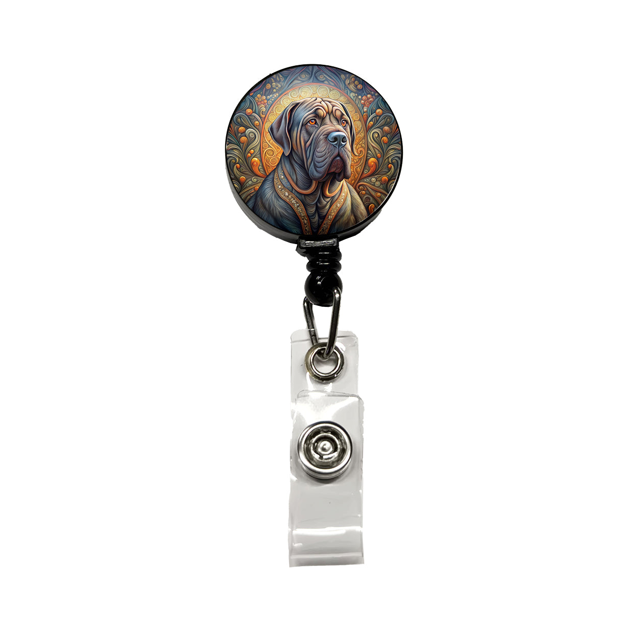 Neapolitan Mastiff Dog Art Nouveau Retractable ID Key Card Name Tag Badge Holder with Clip