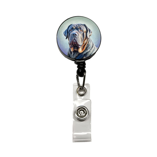 Neapolitan Mastiff Dog Illustration Retractable ID Key Card Name Tag Badge Holder with Clip