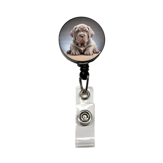 Neapolitan Mastiff Dog Puppy Photo Retractable ID Key Card Name Tag Badge Holder with Clip