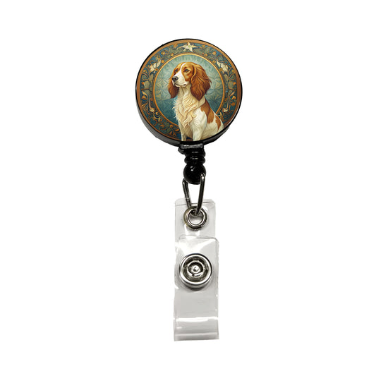 Nederlandse Kooikerhondje Dog Art Nouveau Retractable ID Key Card Name Tag Badge Holder with Clip