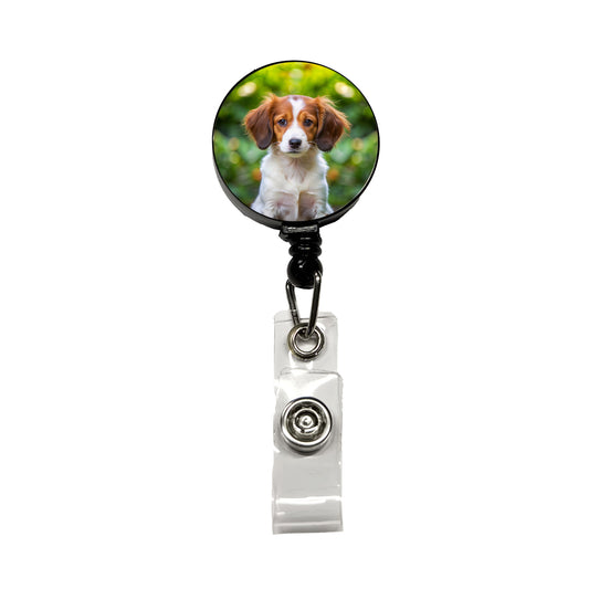 Nederlandse Kooikerhondje Dog Puppy Photo Retractable ID Key Card Name Tag Badge Holder with Clip
