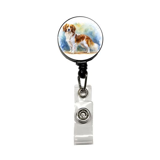 Nederlandse Kooikerhondje Dog Watercolor Style Retractable ID Key Card Name Tag Badge Holder with Clip
