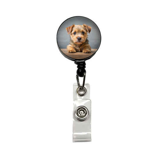Norfolk Terrier Dog Puppy Photo Retractable ID Key Card Name Tag Badge Holder with Clip