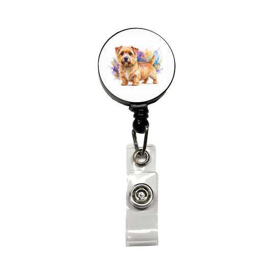 Norfolk Terrier Dog Watercolor Style Retractable ID Key Card Name Tag Badge Holder with Clip