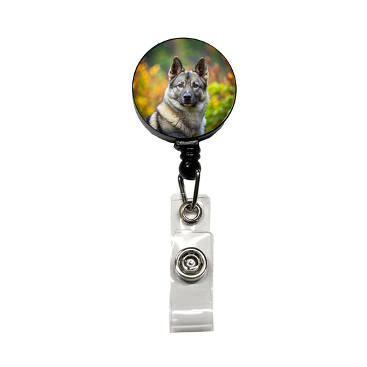 Norwegian Elkhound Dog Photo Retractable ID Key Card Name Tag Badge Holder with Clip