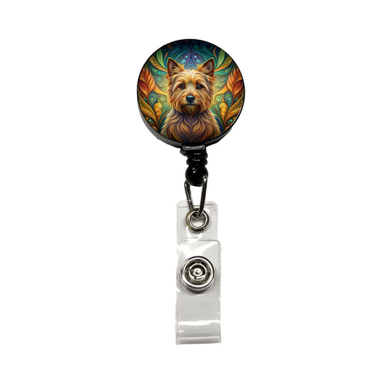 Norwich Terrier Dog Art Nouveau Retractable ID Key Card Name Tag Badge Holder with Clip
