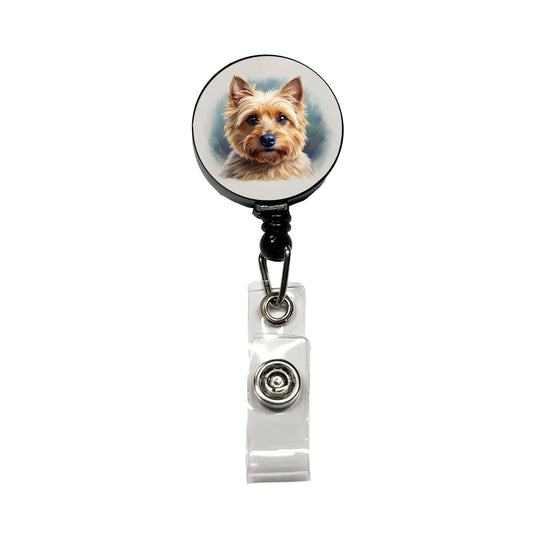 Norwich Terrier Dog Illustration Retractable ID Key Card Name Tag Badge Holder with Clip