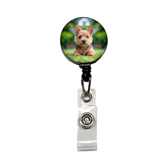 Norwich Terrier Dog Puppy Photo Retractable ID Key Card Name Tag Badge Holder with Clip