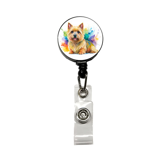 Norwich Terrier Dog Watercolor Style Retractable ID Key Card Name Tag Badge Holder with Clip