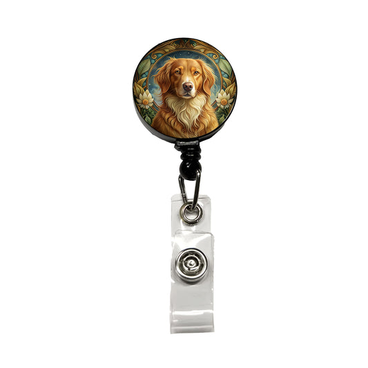Nova Scotia Duck Tolling Retriever Dog Art Nouveau Retractable ID Key Card Name Tag Badge Holder with Clip