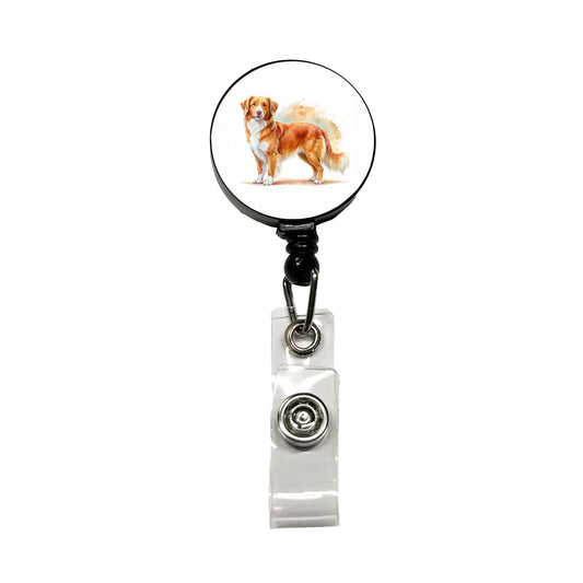 Nova Scotia Duck Tolling Retriever Dog Watercolor Style Retractable ID Key Card Name Tag Badge Holder with Clip