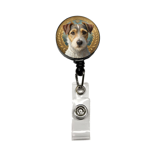 Parson Russell Terrier Dog Art Nouveau Retractable ID Key Card Name Tag Badge Holder with Clip